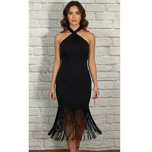 NWT Bebe Fringe Hem Sweater Dress/ LBD/ evening gown
